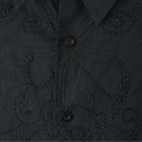 Vintage Pelle Pelle Embroidered Beaded Button Up Long Sleeve Blouse Shirt - Picture 3 of 4